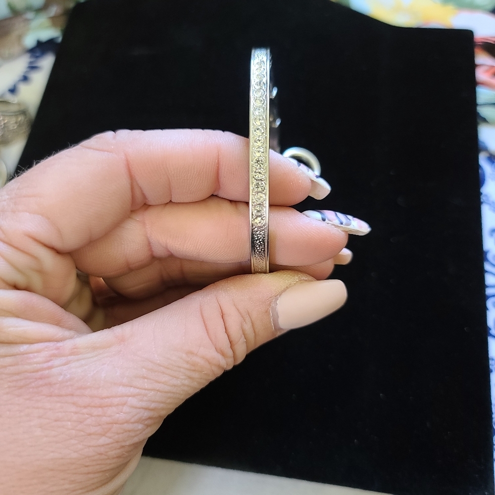 Silver Tone CZ Bracelet with Toggle Clasp